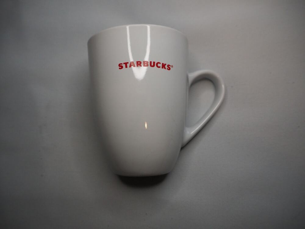 Starbucks 2008 White Red Logo 18 oz Oversized Coffee Mug Wide Mouth Collectible